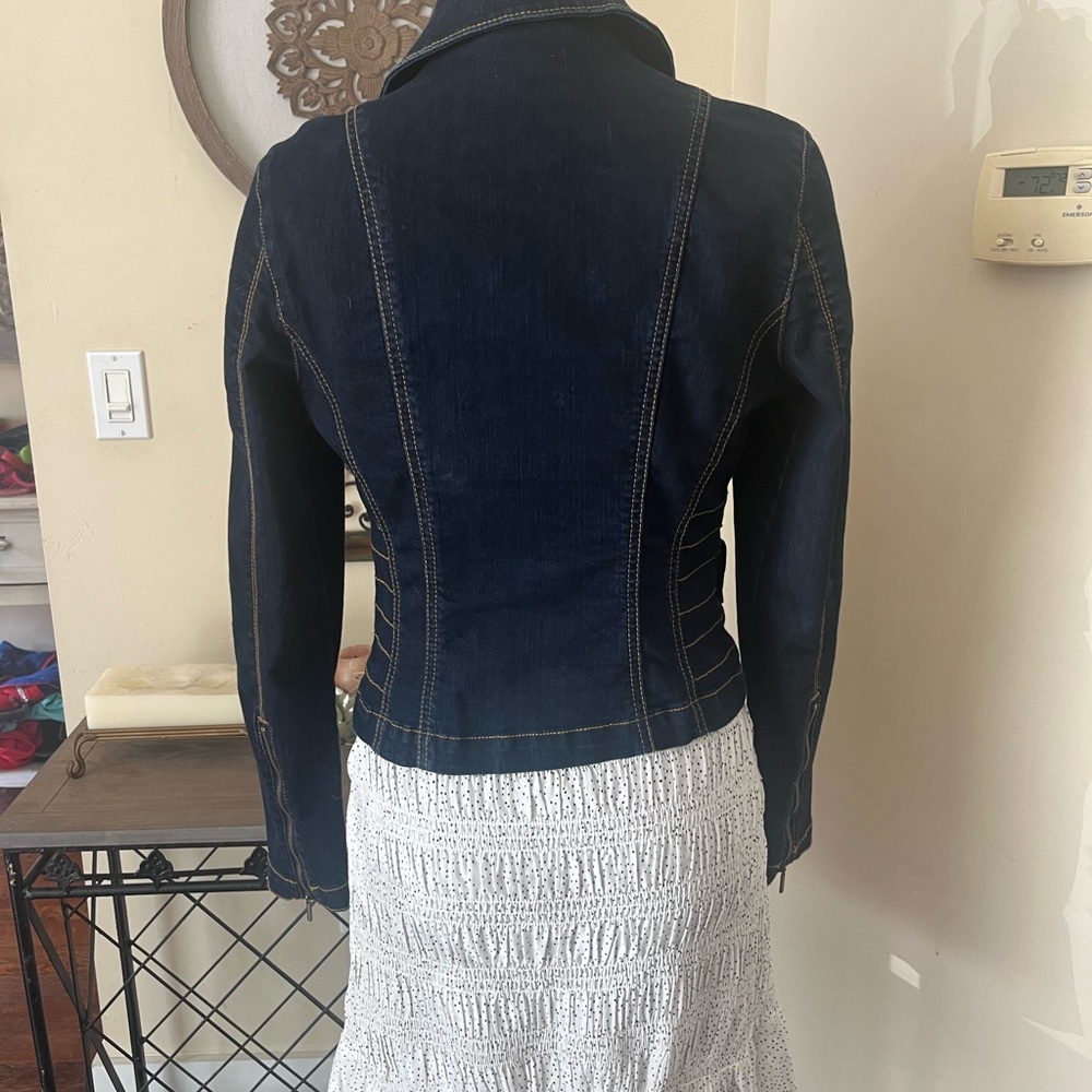 Cache Dark Blue Double-Breasted Military Jean Jacket - Picture 5 of 12
